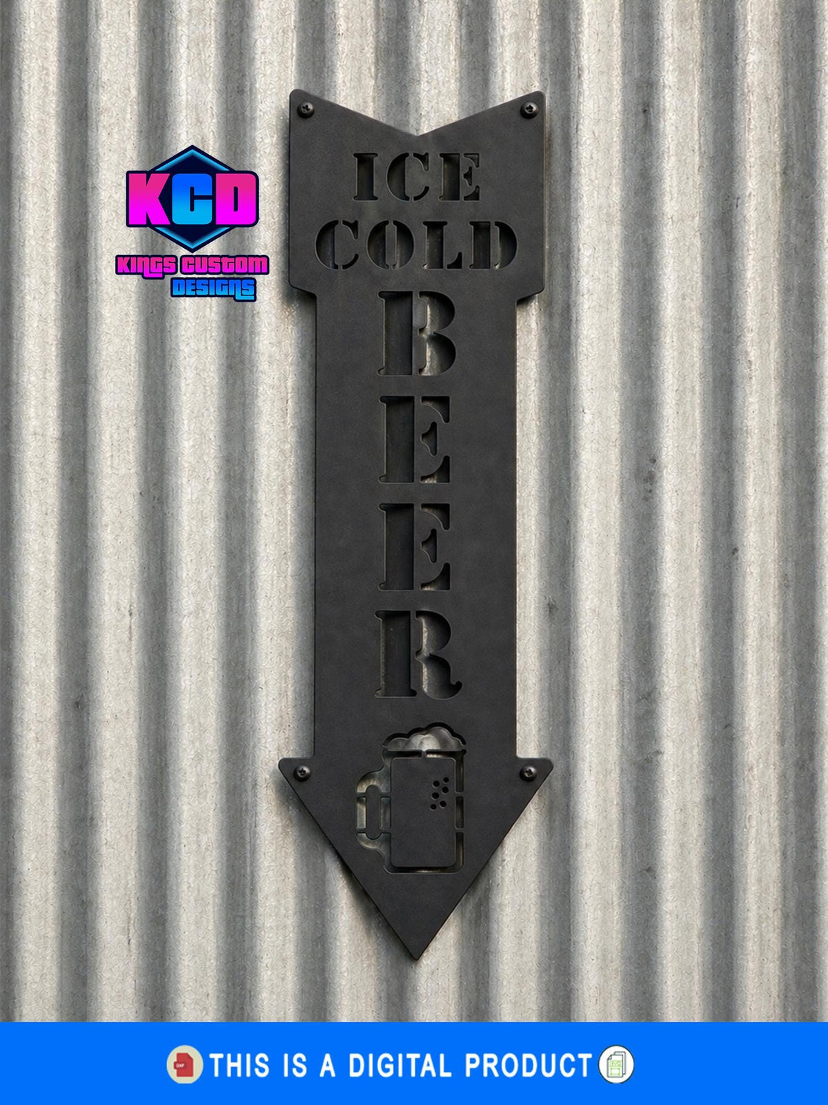 Ice Cold Beer Metal Sign Design | CNC Plasma Cut Art (Digital Download)