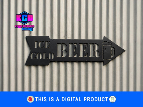 Ice Cold Beer Metal Sign Design | CNC Plasma Cut Art (Digital Download)