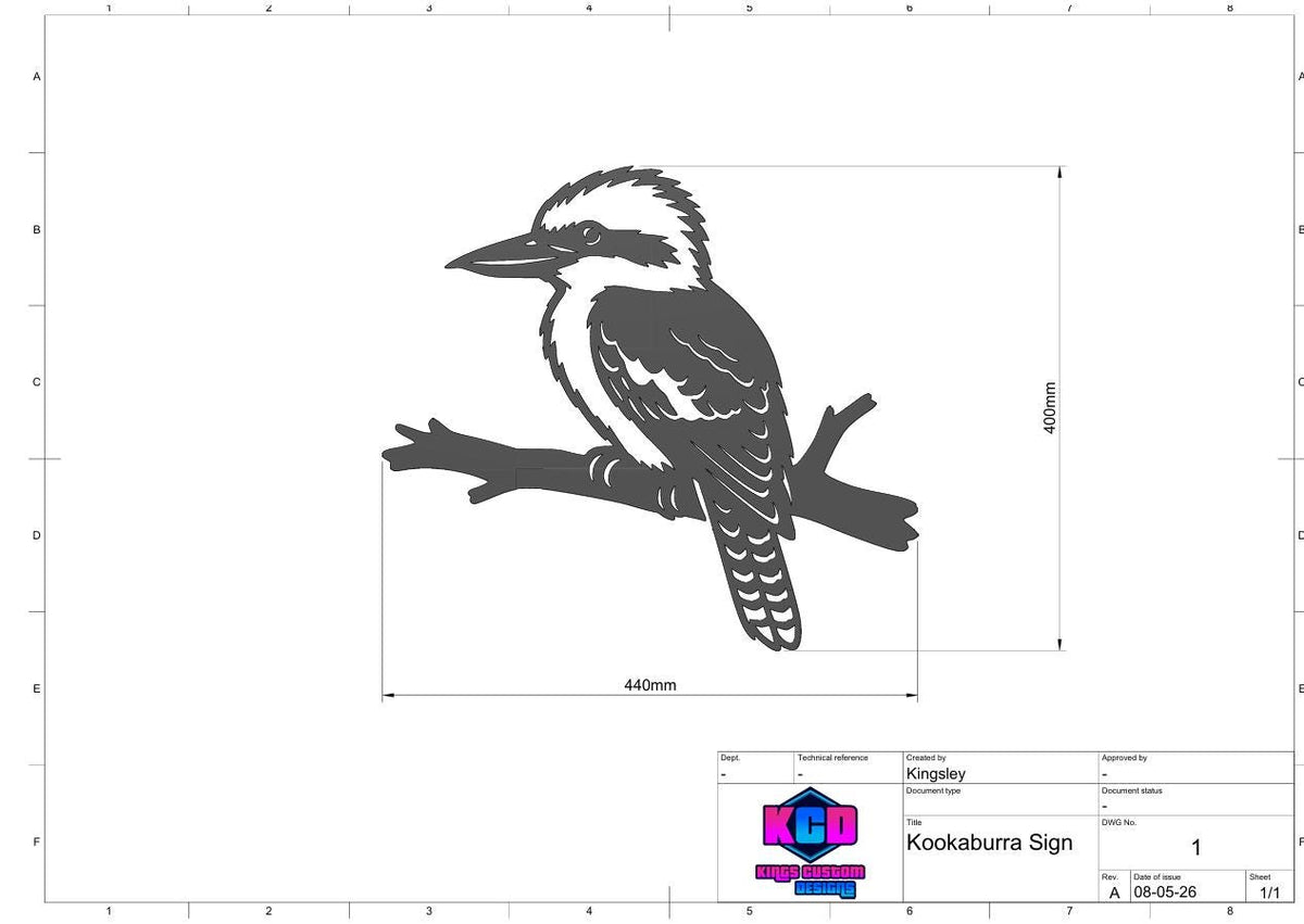 Kookaburra Metal Wall Art | CNC Cut File | Australian Bird Decor | Plasma Laser DXF SVG