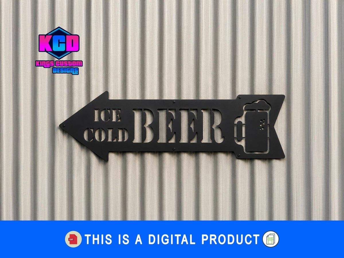 Ice Cold Beer Metal Sign Design | CNC Plasma Cut Art (Digital Download)