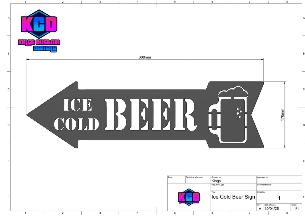 Ice Cold Beer Metal Sign Design | CNC Plasma Cut Art (Digital Download)